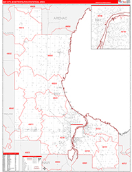 Bay City Metro Area Wall Map Red Line Style 2026
